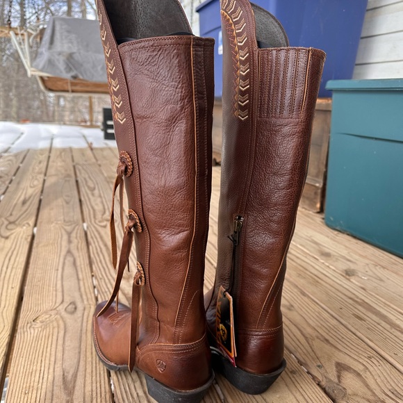 NEW Ariat Women’s Tall Brown Leather Western Boots ATS Zip Tassel US 7.5 B - Picture 6 of 8